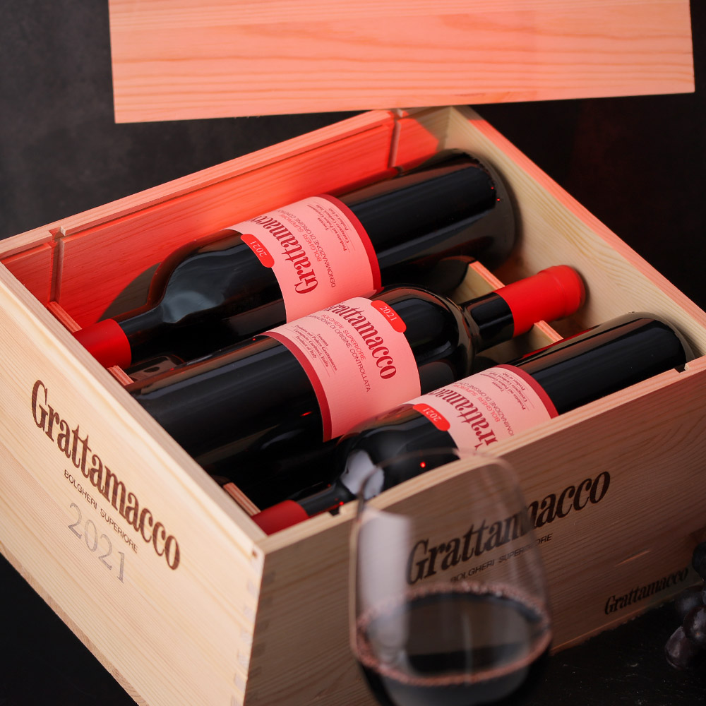 6er-Holzkiste Bolgheri Rosso Superiore 2021 Bio